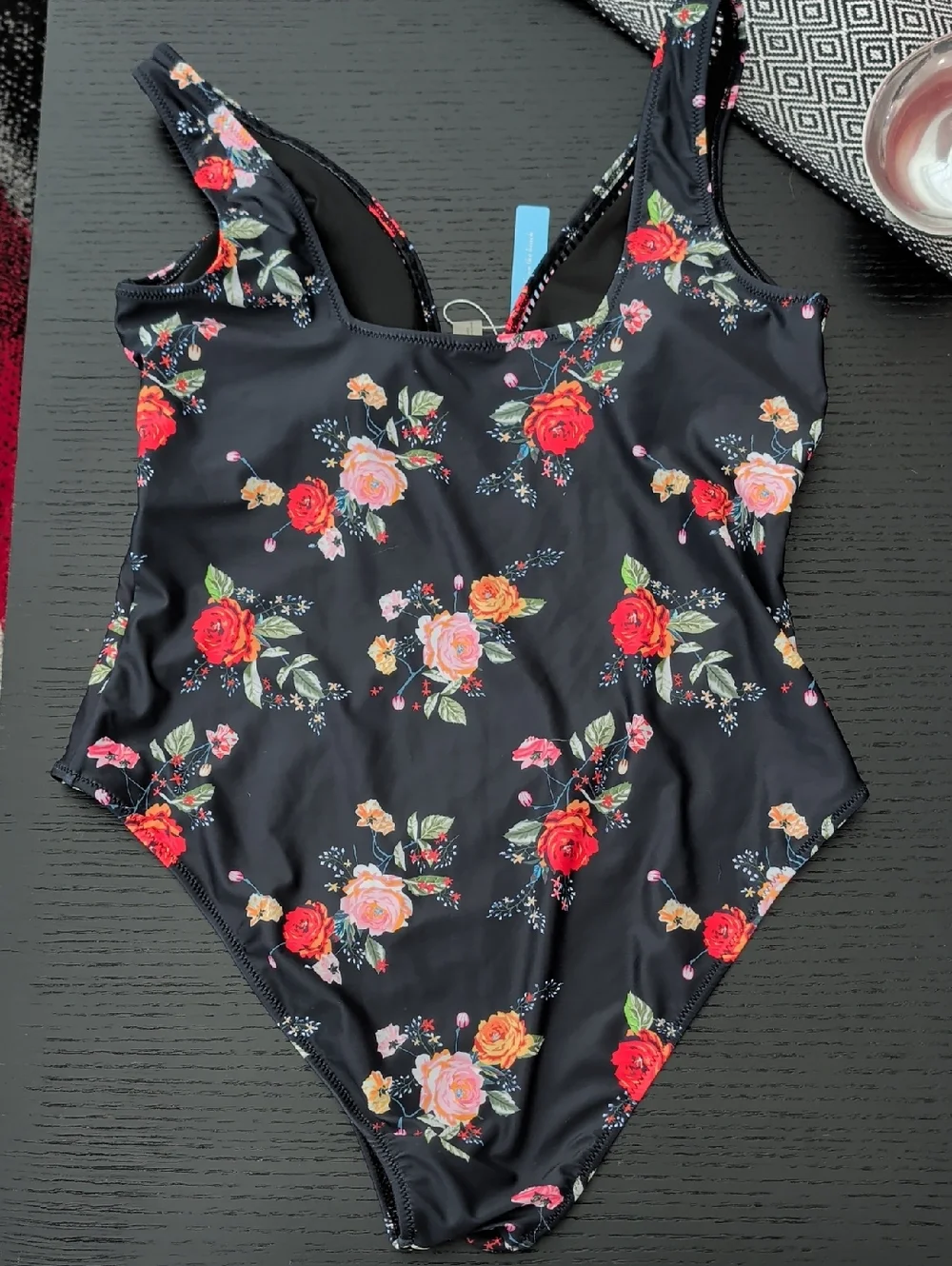New Floral Print on Black One Piece Swimsuit LIVE LIFE ON THE BEACH XXL Bathing - Picture 5 of 9